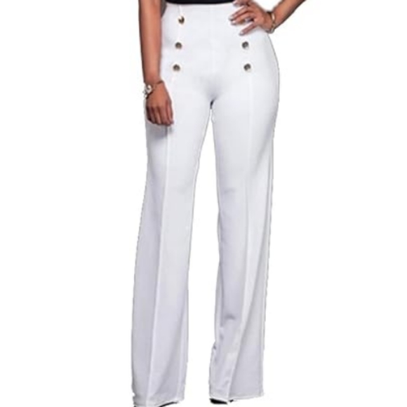 wrjommo Pants - Women's Casual Work 6-Button Trousers Pants
